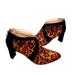 LifeStride Glamour Leopard Print & Black Suede Ankle Booties 3" Heels Size‎ 11M